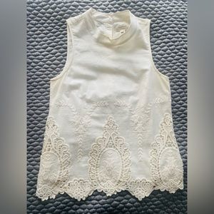 J Crew Ivory Lace Sleeveless Top
